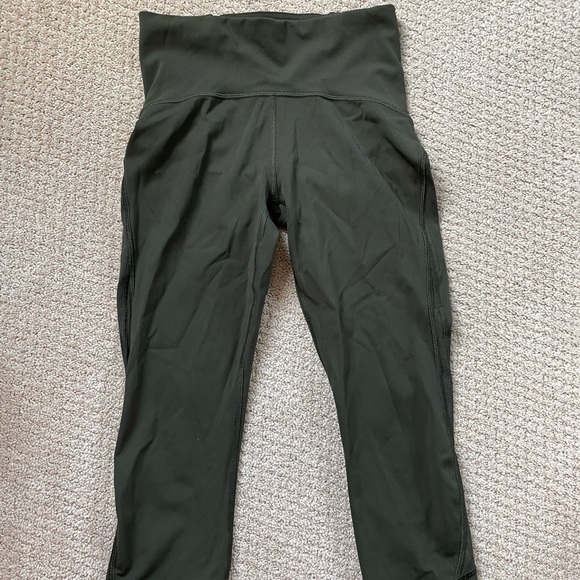 Olive green lululemon cropped leggings - Picture 3 of 8